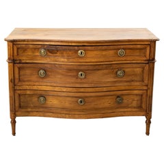 19th Century French Louis XVI Style Walnut Bow Front Commode or Chest of Drawers