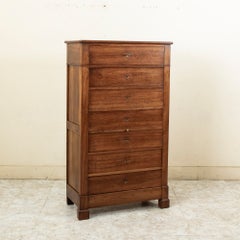 19th Century French Restauration Period Walnut Semainier, Dresser, or Chest