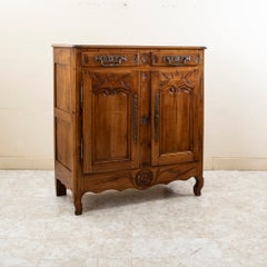 19th Century French Hand Carved Apple Wood Bassette, Armoirette, or Tall Buffet