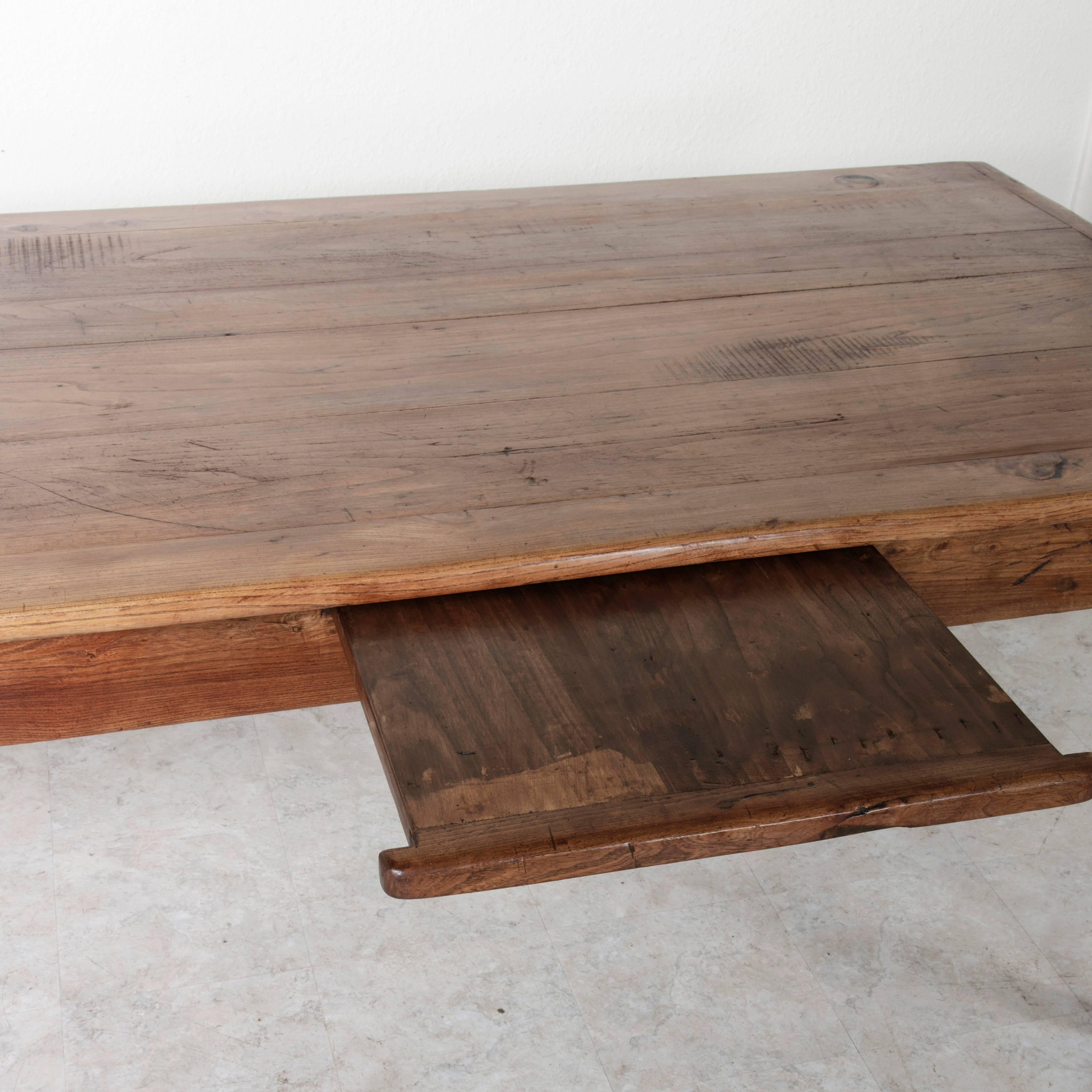 Antique French Hand Pegged Oak and Elm Farm Table from Le Perche 1