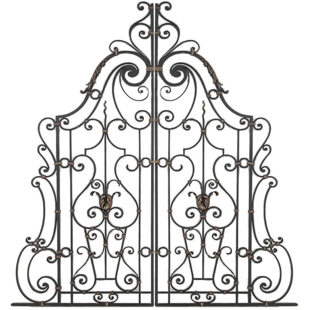 Pair of Hand-Forged Iron Gates or Partitions Double Sided with Gilt Detail