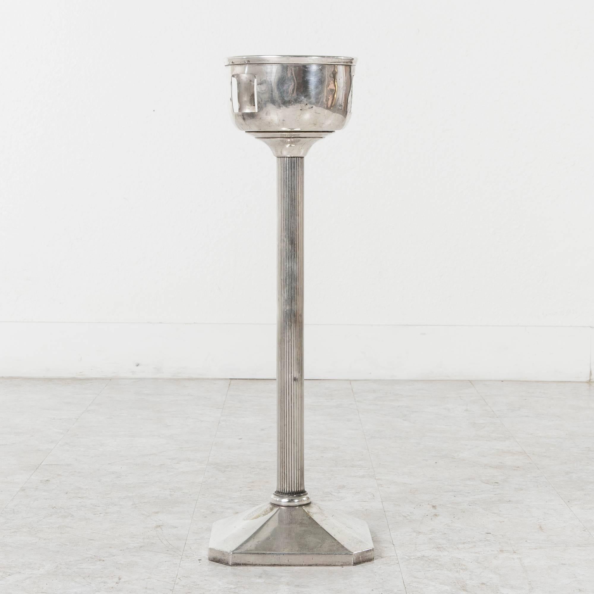 Bronze Silver Plated Art Deco Era French Champagne Stand Bucket from Casino D'Hiver