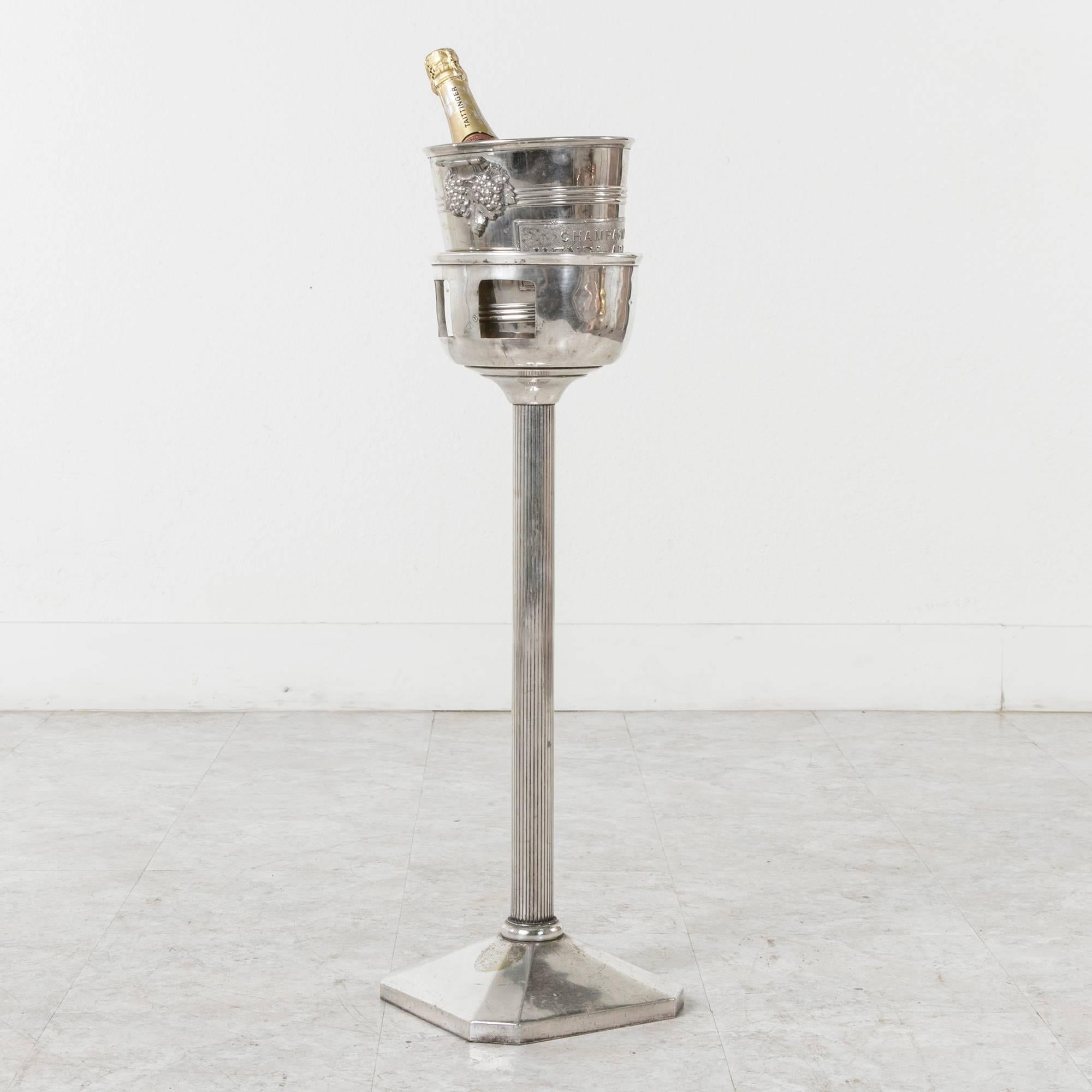 Silver Plated Art Deco Era French Champagne Stand Bucket from Casino D'Hiver 1