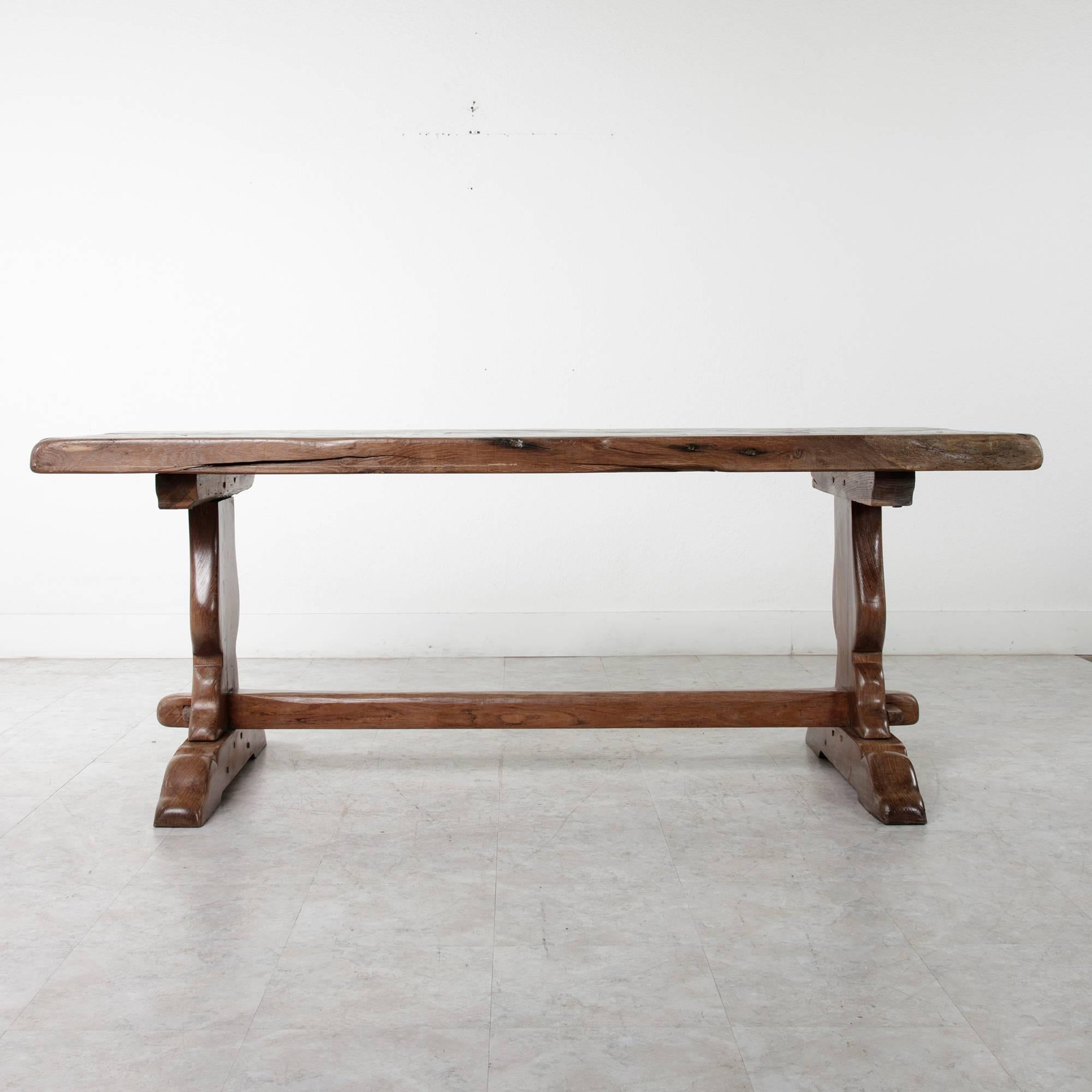Antique French Farm Table in the Monastery Style of Solid Oak from 18th Century 1