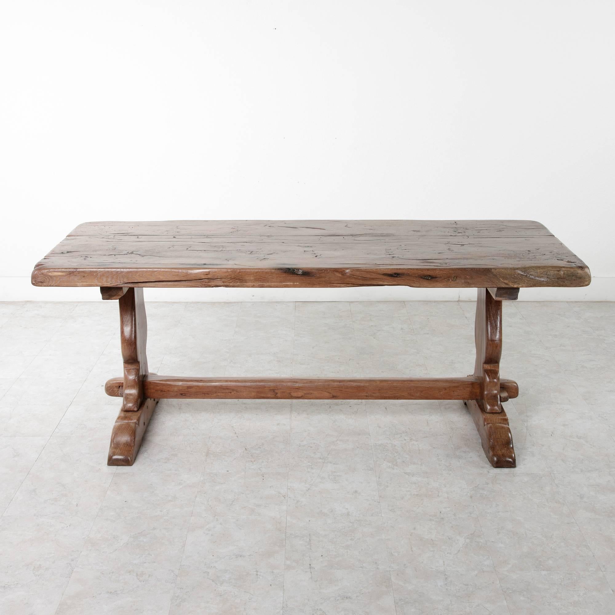 Antique French Farm Table in the Monastery Style of Solid Oak from 18th Century 2