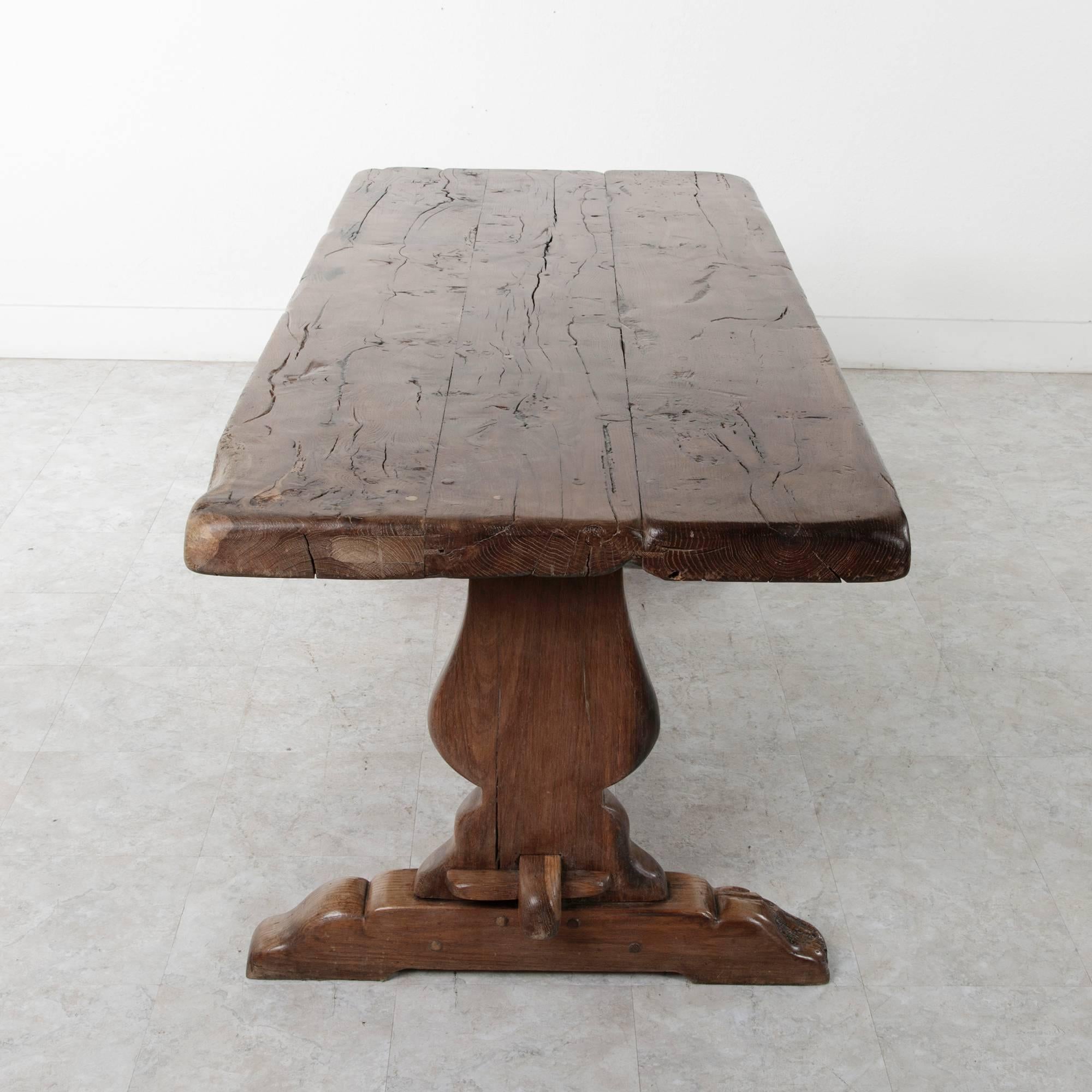 Antique French Farm Table in the Monastery Style of Solid Oak from 18th Century 3