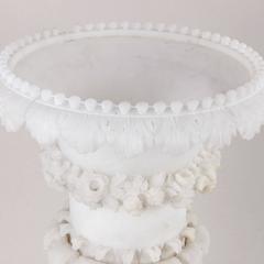Pair of 19th Century Hand-Carved Alabaster Urns or Lamps with Acanthus Leaves