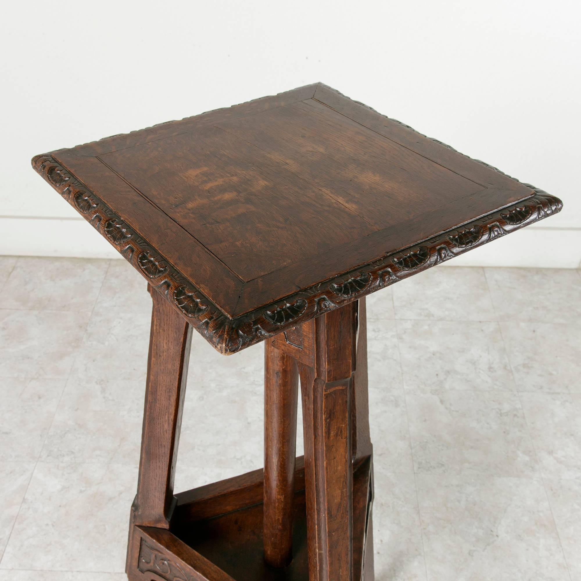 Late 19th Century, French Hand-Carved Oak Tall Pedestal or Sculptor's Table 3