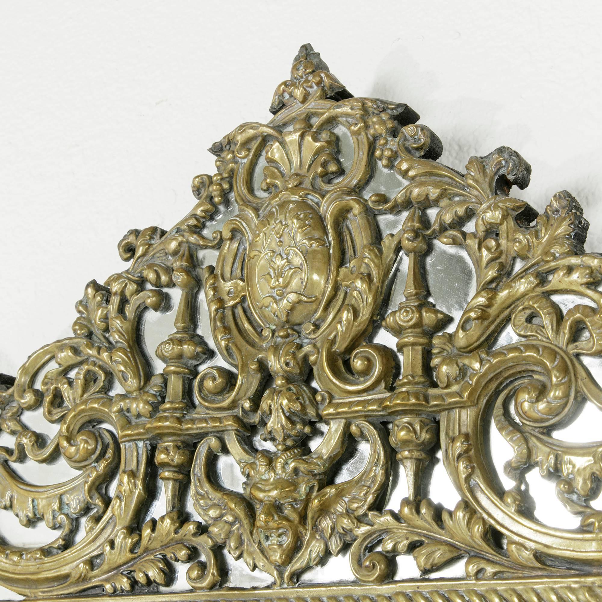 French 19th Century Napoleon III Period Bronze Repousse Cushion Mirror