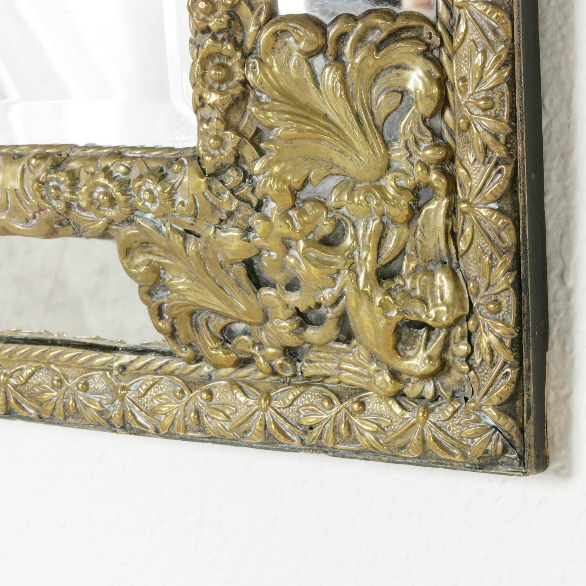 19th Century Napoleon III Period Bronze Repousse Cushion Mirror 3