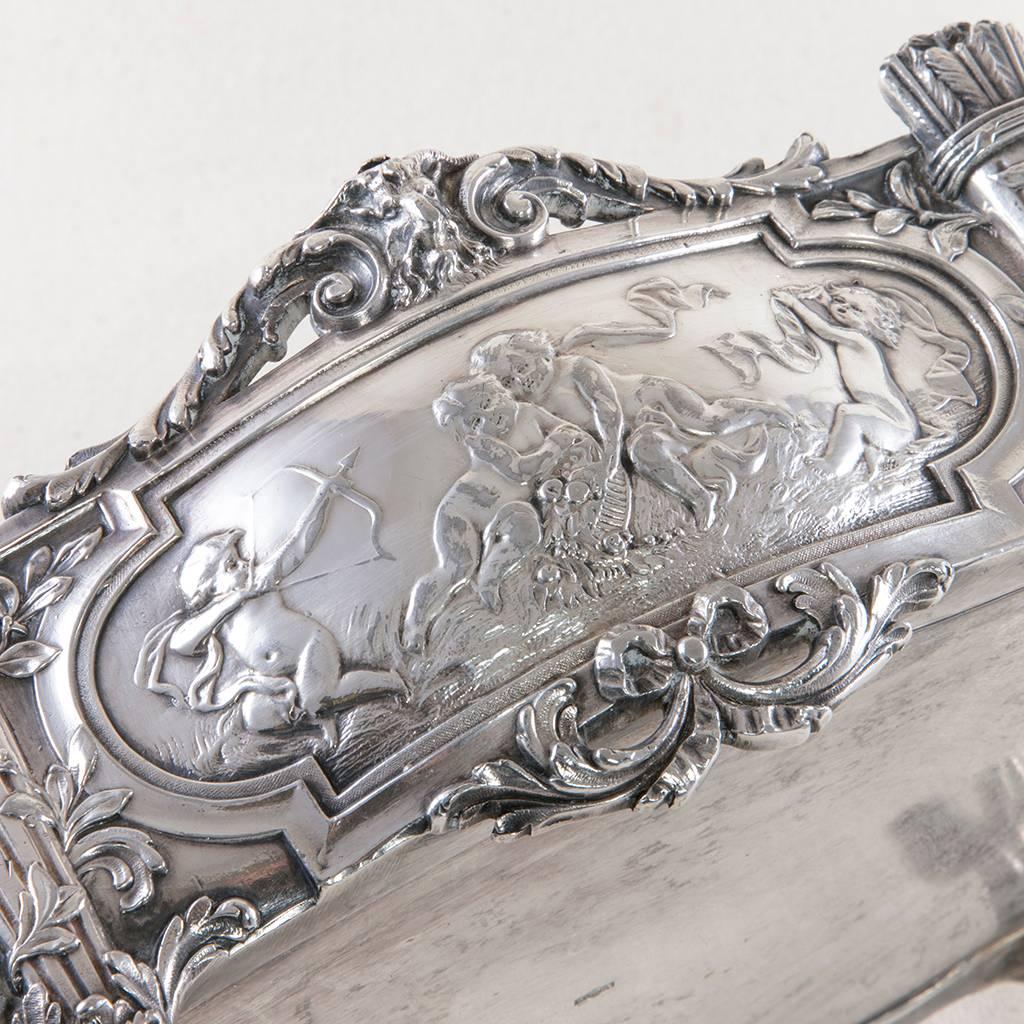French 19th Century Louis XVI Silver Jardiniere or Planter Signed Victor Saglier