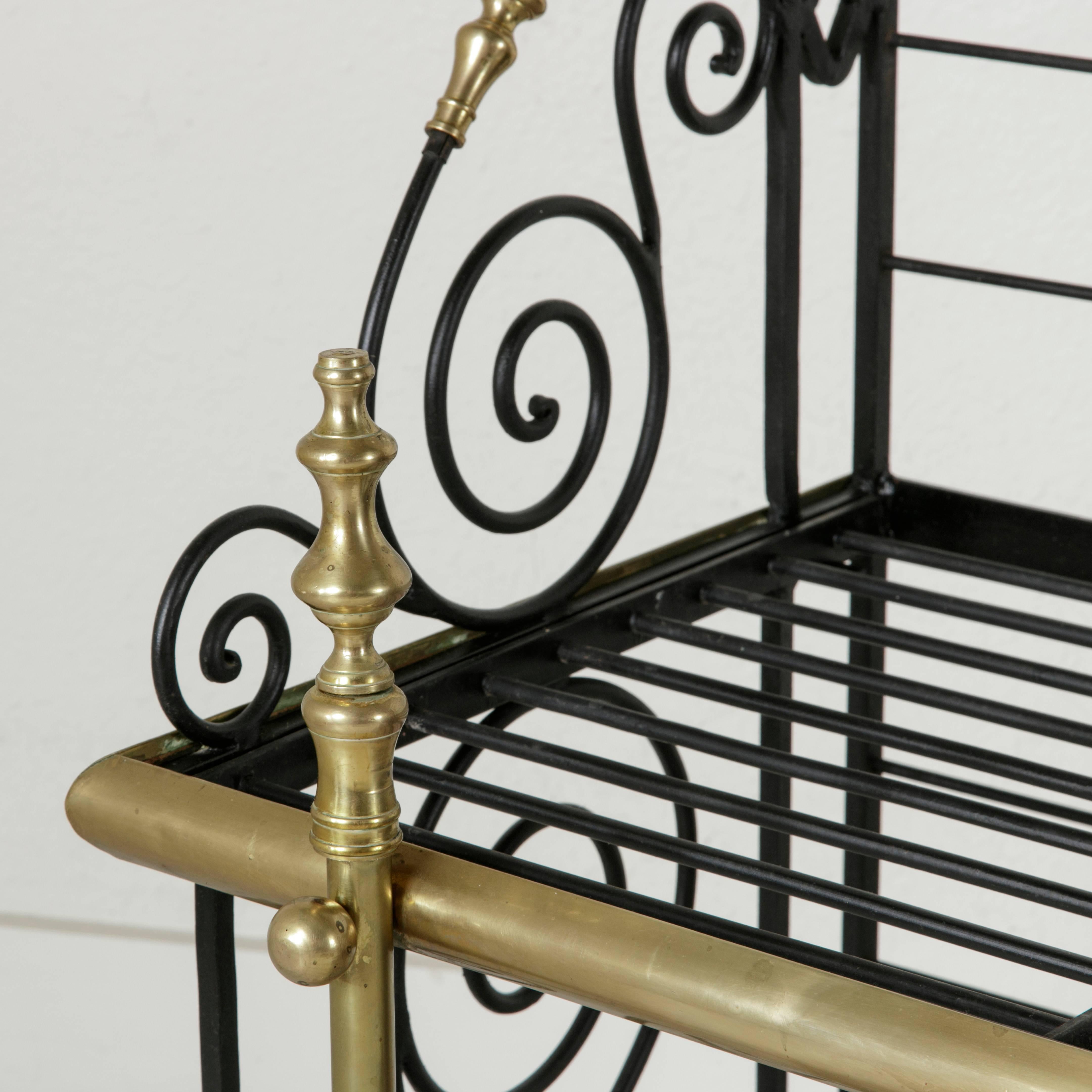 Early 20th Century French Iron and Brass Baker's Rack, Bread Rack, Etagere 5