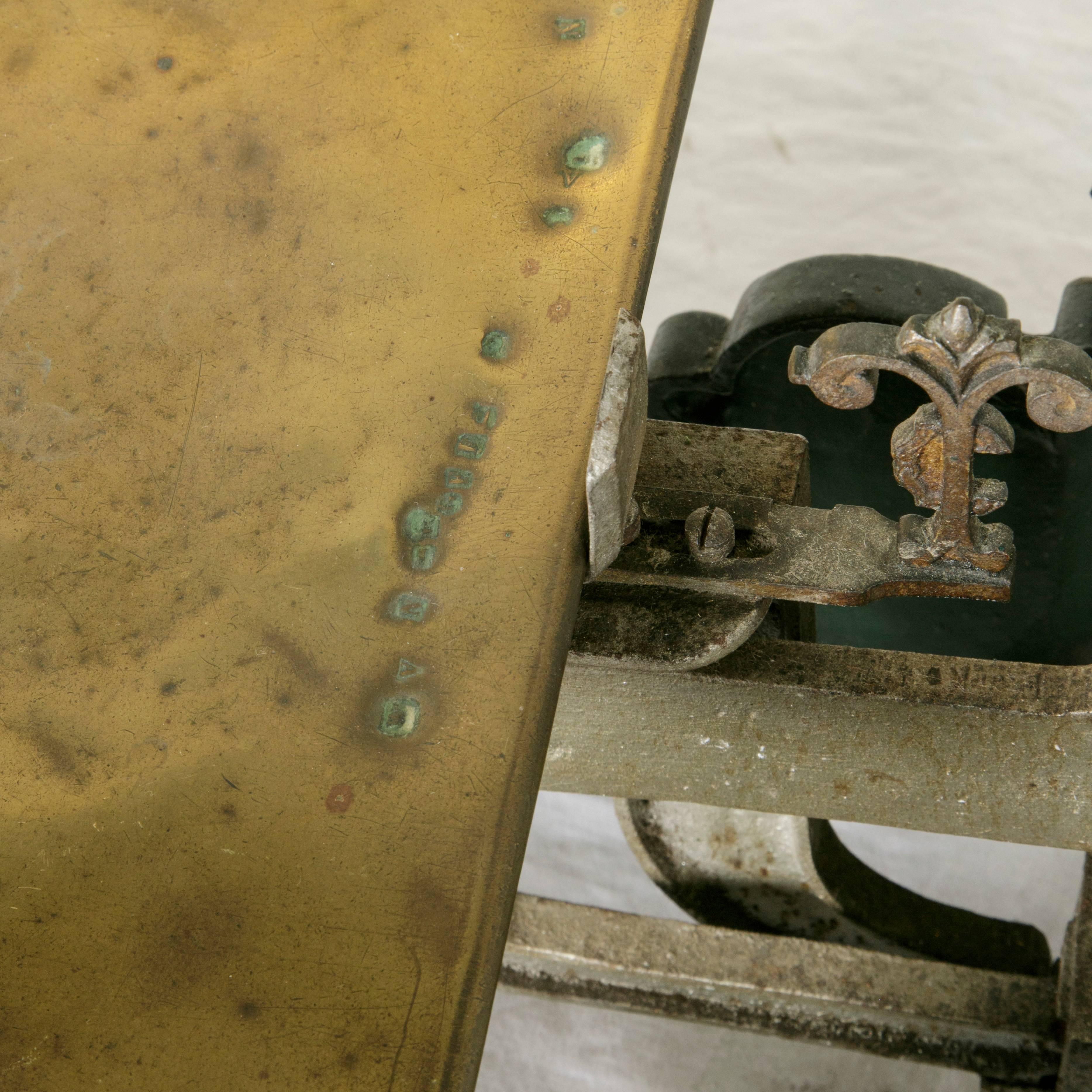 Late 19th Century 19th Century Very Large French Iron Butcher Scales with Brass Pans and Weights