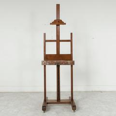 French Artisan-Made Beechwood Artist's Floor Easel, Adjustable Height