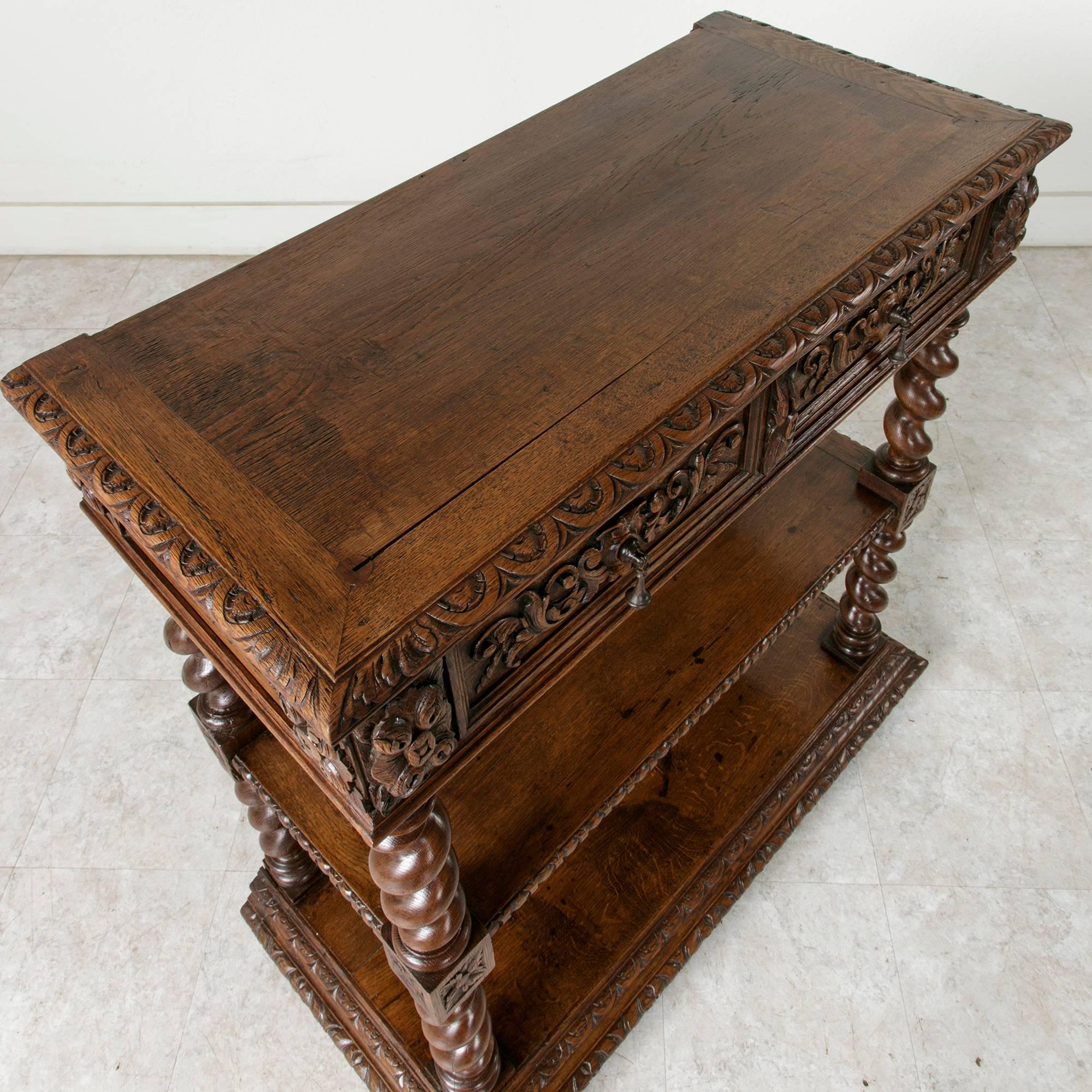 Late 19th Century, French, Louis XIII Style Hand-Carved Oak Buffet, Bar, Console 7