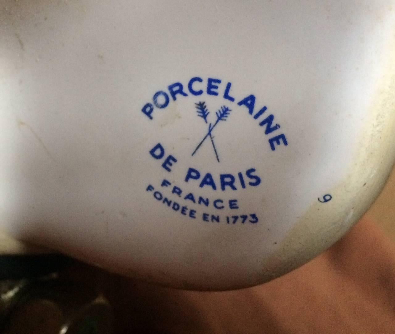 Rare Mid-20th Century French Porcelain of Paris Toile Pedestal Sink 4
