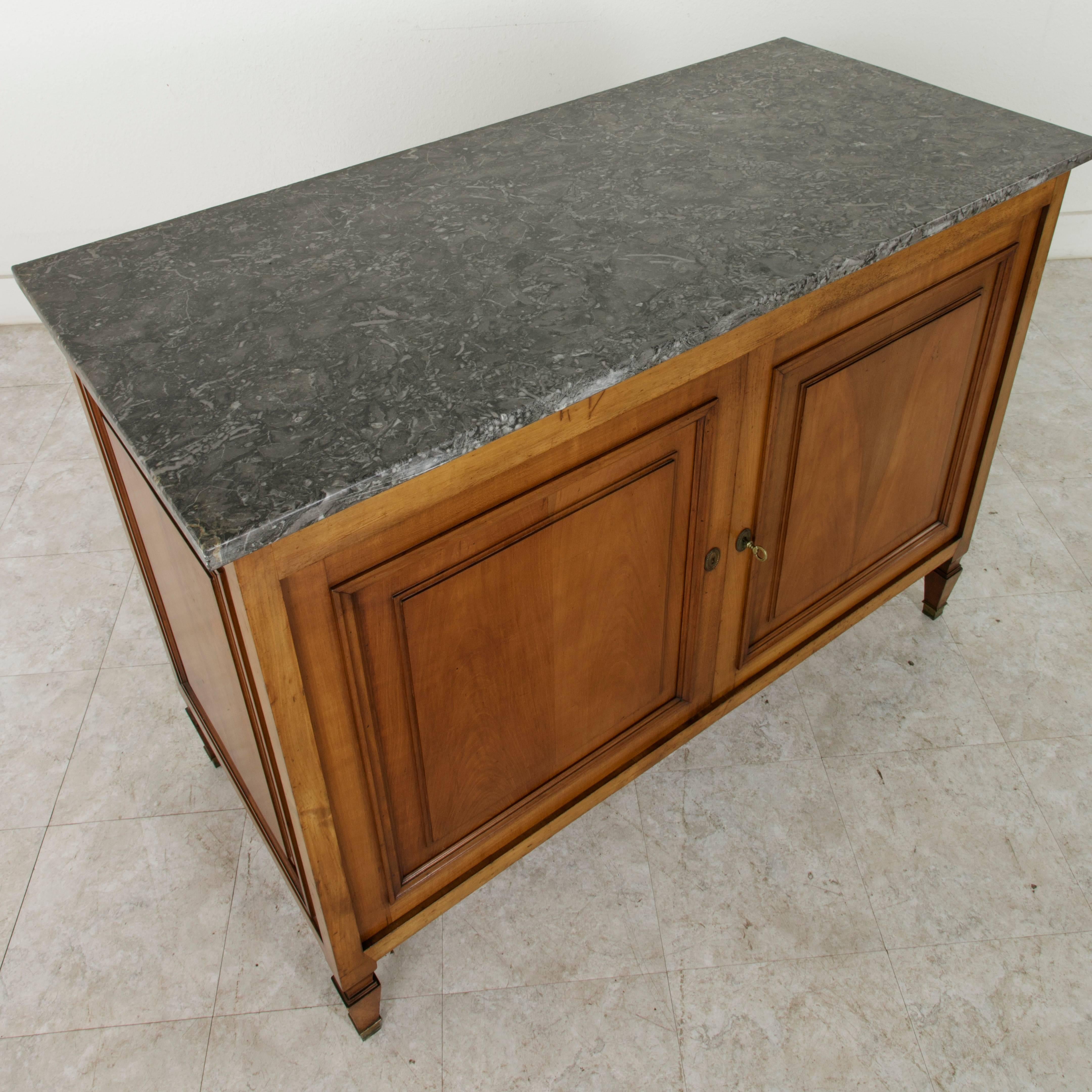 Early 20th Century French Cherrywood Directoire Style Buffet with Marble Top 4