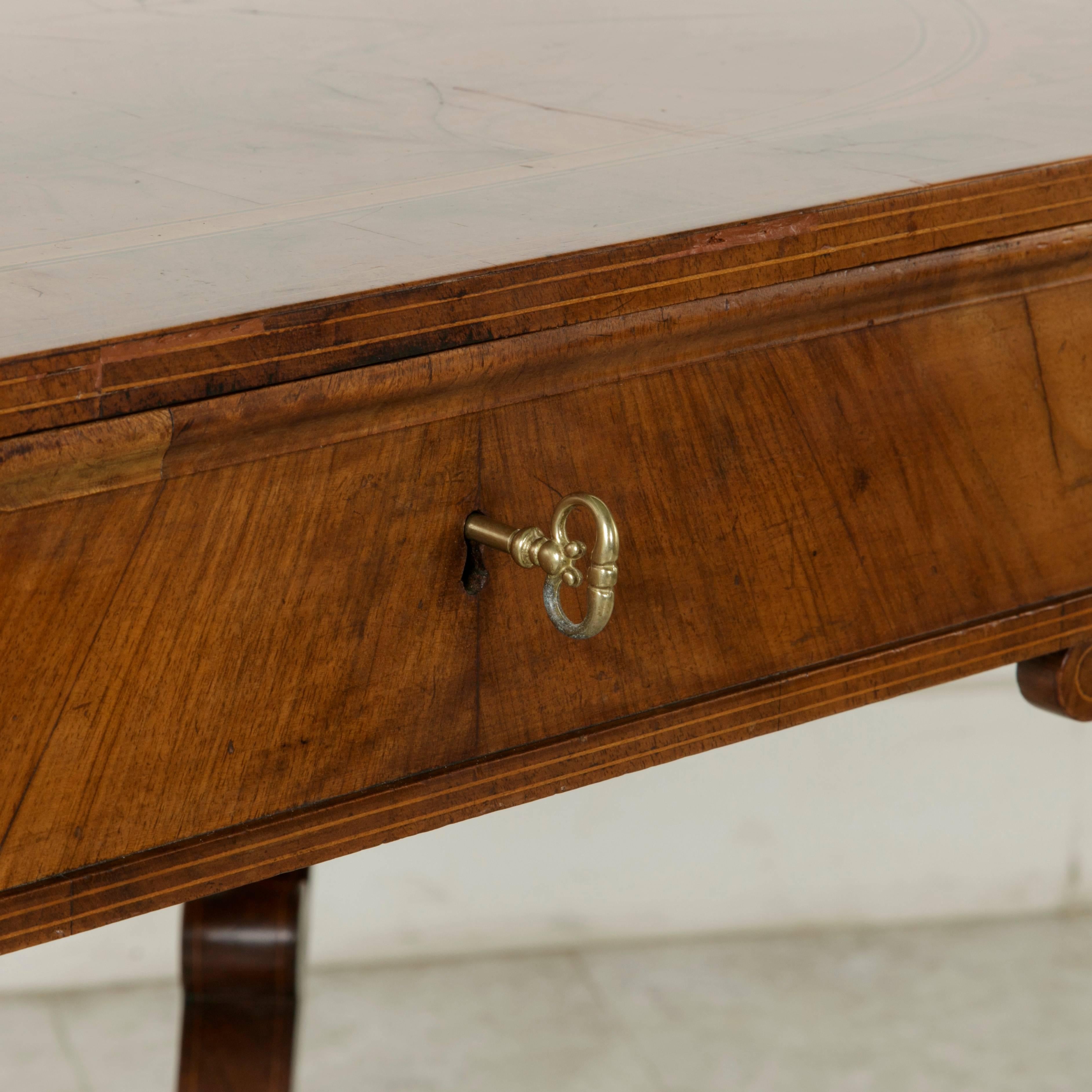 Rare 18th Century Italian Walnut Marquetry Money Changer's Table, Sliding Top 3