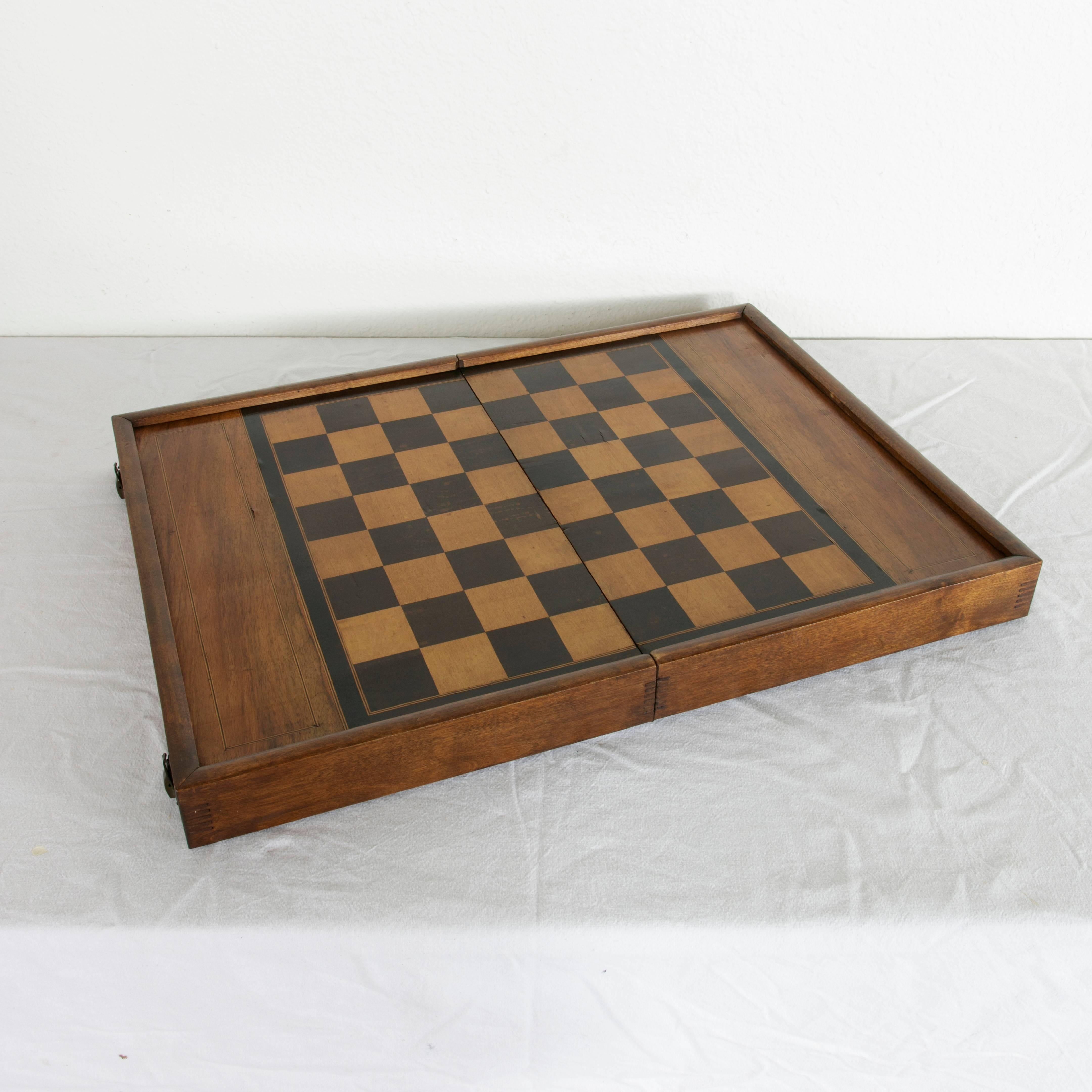 Artisan-Made Parquetry Game Box or Board, Chess Checkers Backgammon, circa 1900 1