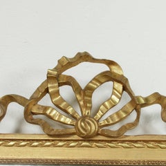 19th Century French Louis XVI Style Giltwood Mirror with Ribbon and Bow Motif