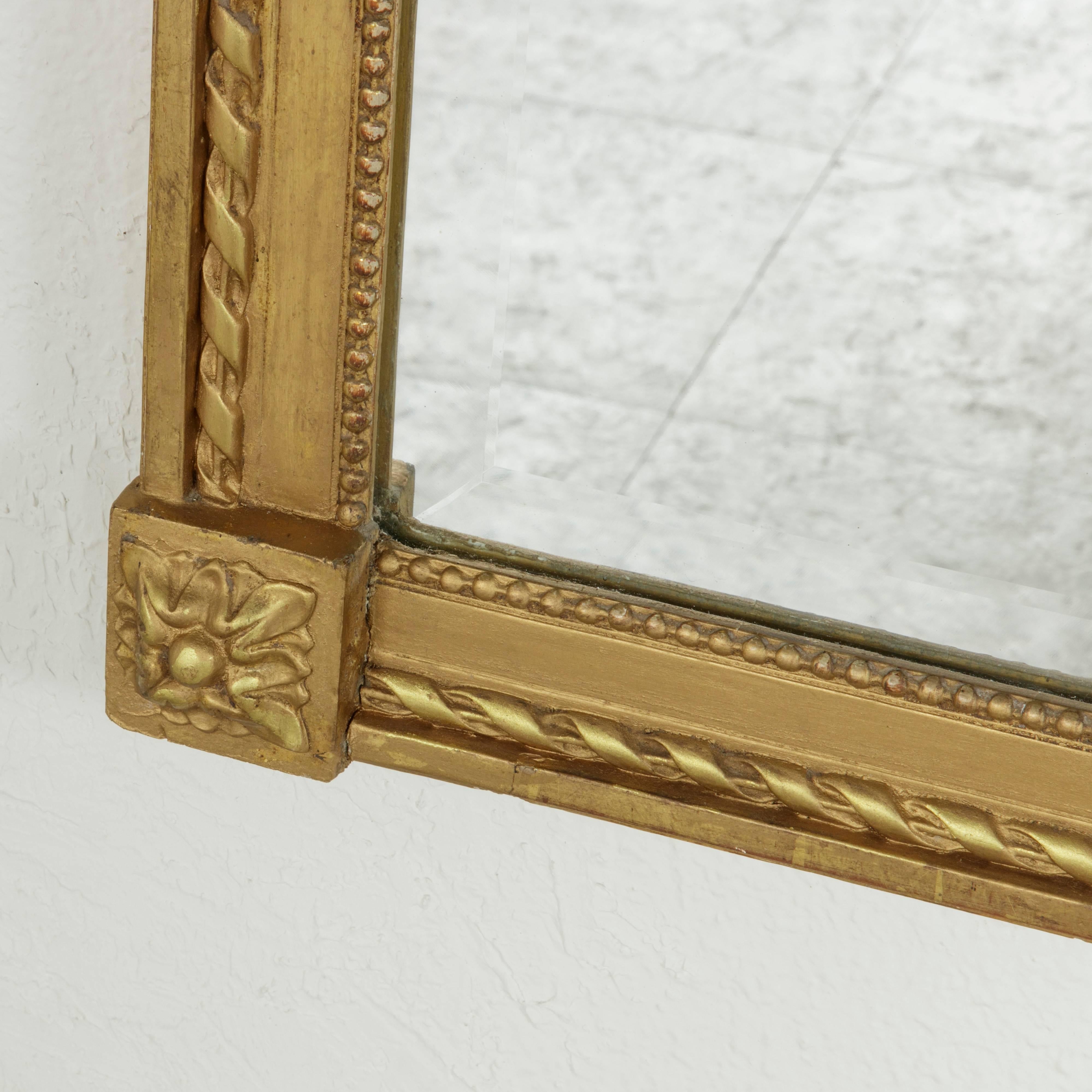 19th Century French Louis XVI Style Giltwood Mirror with Ribbon and Bow Motif 3