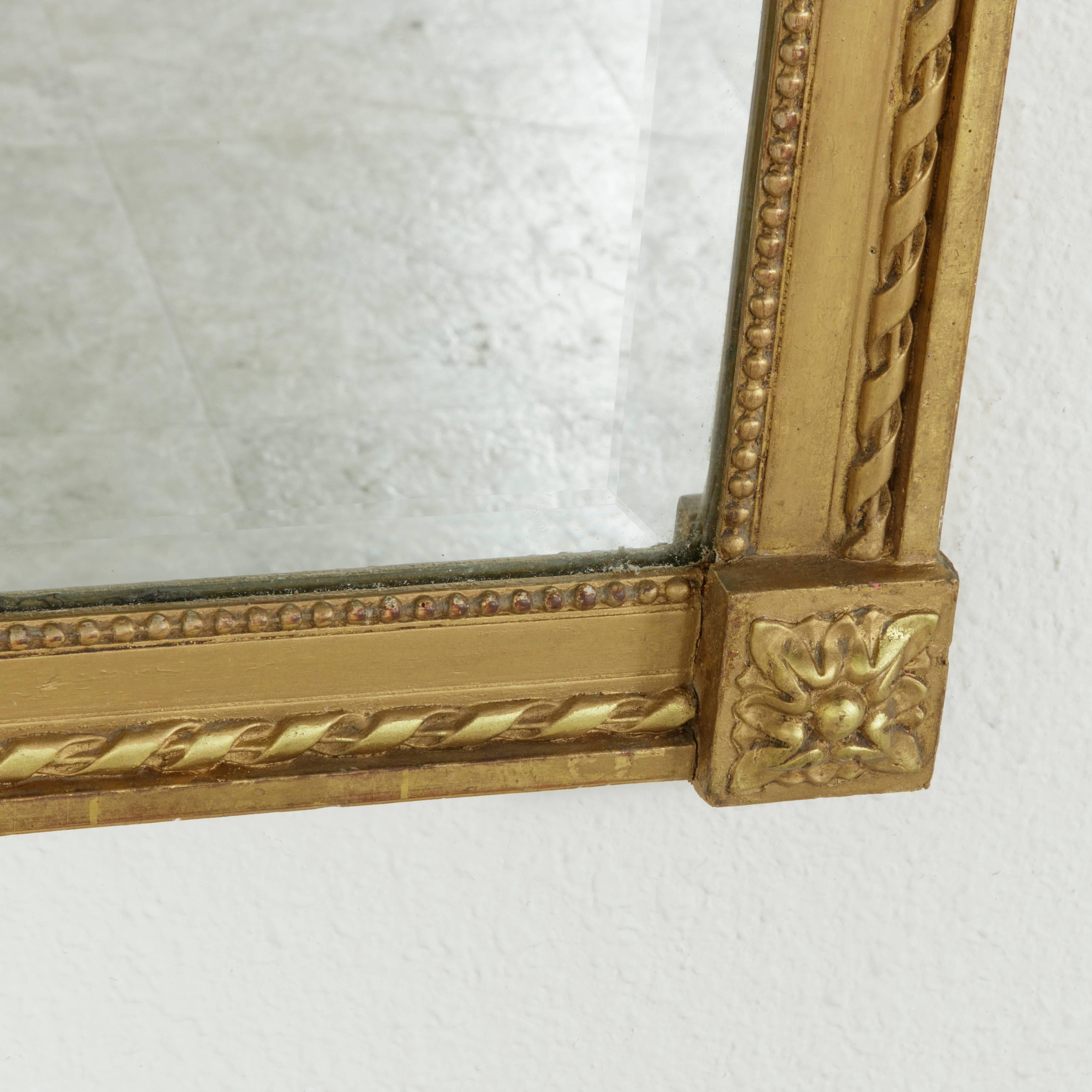 19th Century French Louis XVI Style Giltwood Mirror with Ribbon and Bow Motif 4