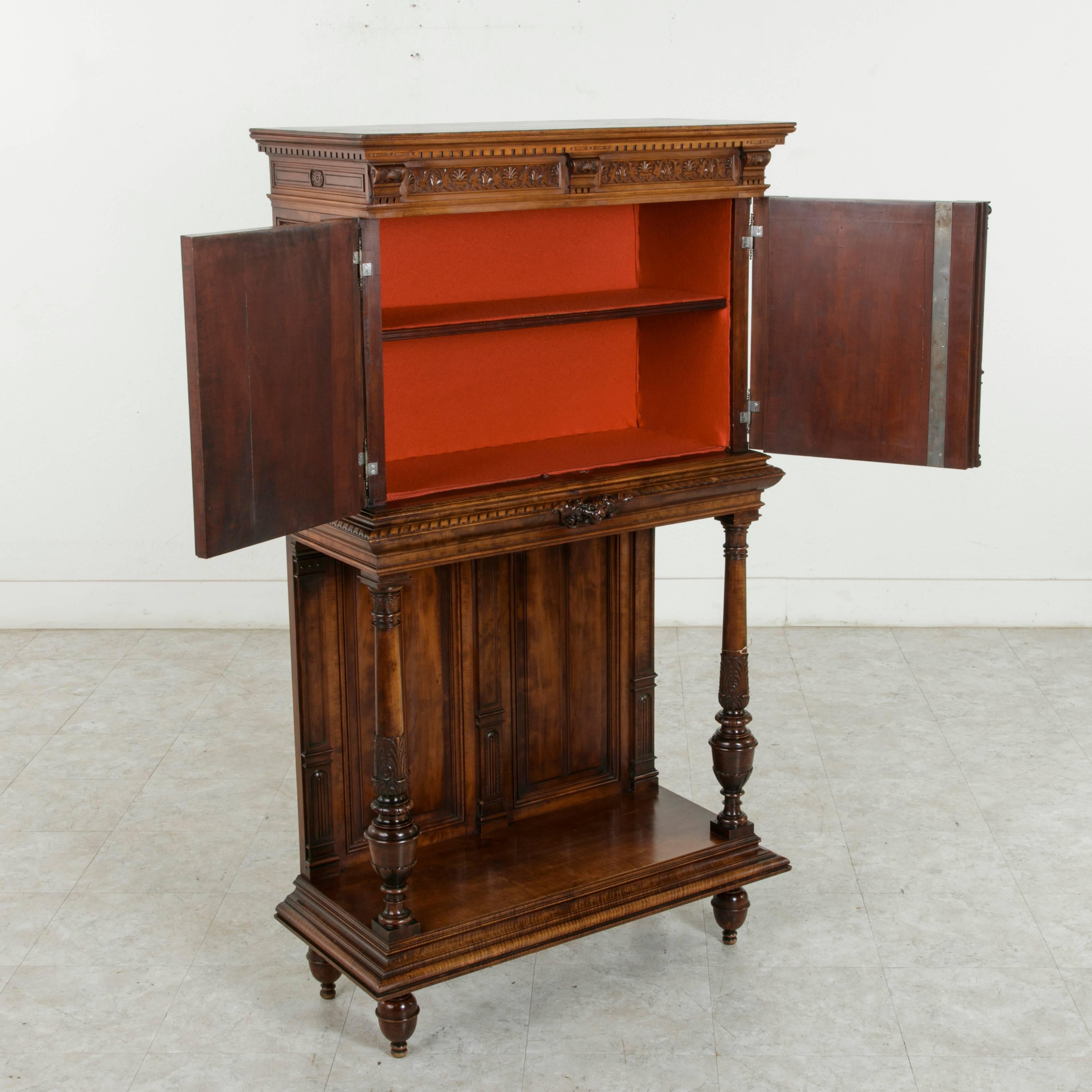 Late 19th Century French Hand-Carved Walnut Renaissance Style Cabinet or Dry Bar 3