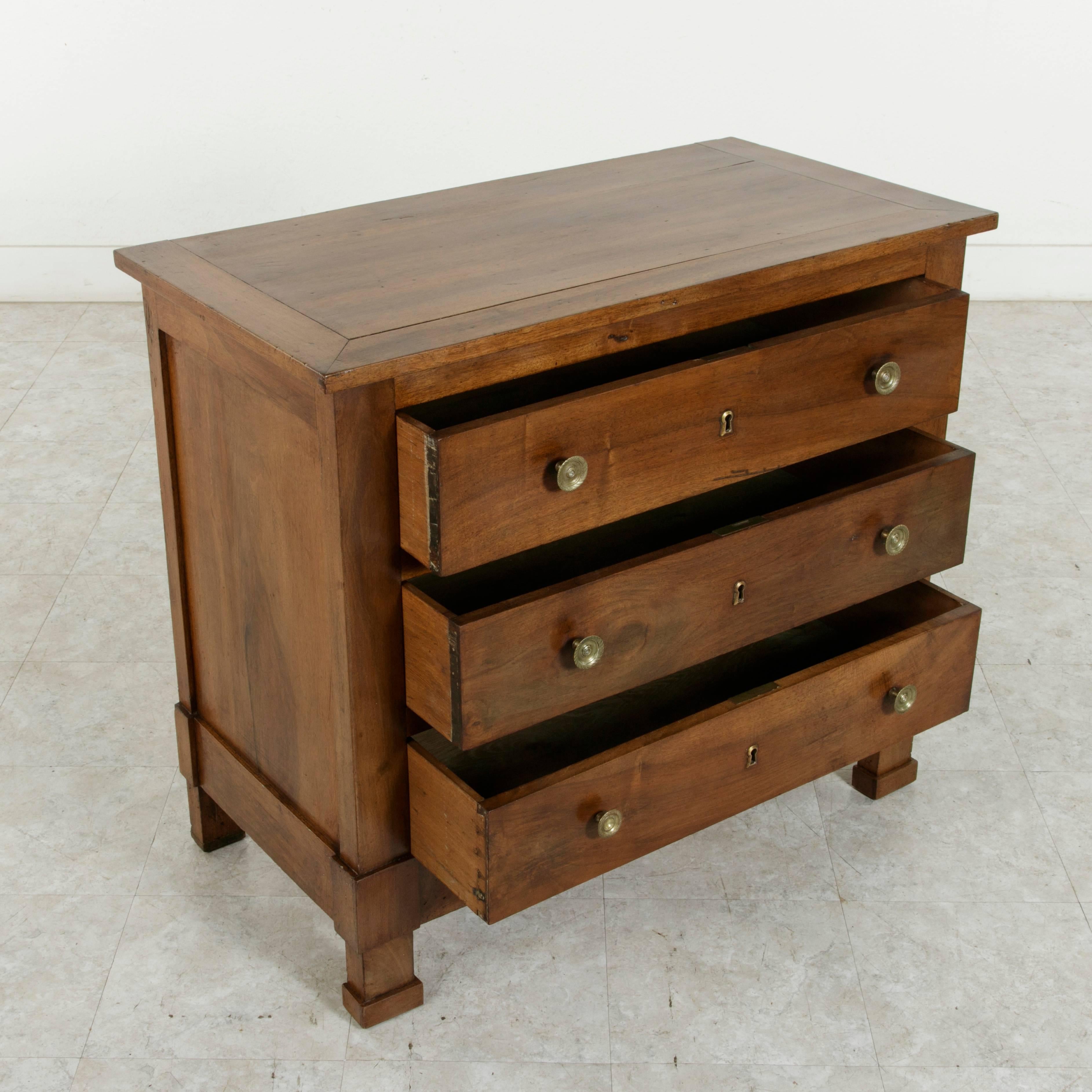 Late 19th Century Small Scale French Walnut Empire Commode, Chest, or Nightstand 2