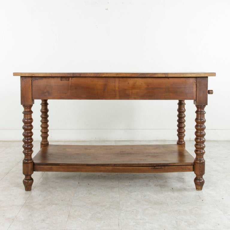 19th Century French Walnut Draper's Table or Kitchen Island with Drawer ...