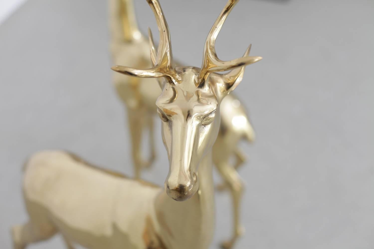 Late 20th Century Amazing Set of Two Huge Deer Made of Brass, France, 1970s