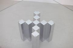 Huge and Massive Chrome and Glass Coffee Table in the Style of Willy Rizzo