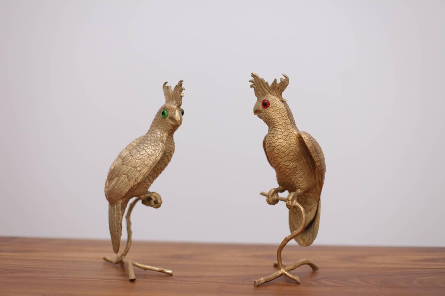 Pair of Huge Brass Parrot or Bird Bookends or Sculptures at 1stDibs
