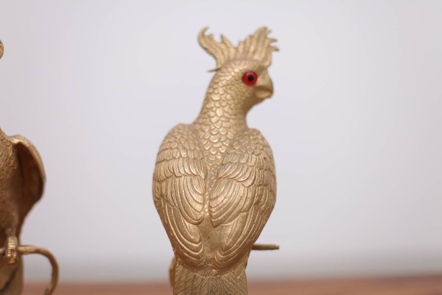 Pair of Huge Brass Parrot or Bird Bookends or Sculptures at 1stDibs