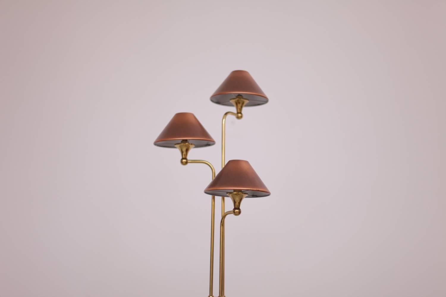 Late 20th Century Elegant 1970s Brass and Copper Floor Lamp