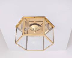 Pair of Brass and Glass Flush Mounts or Light Fixture from a German Library