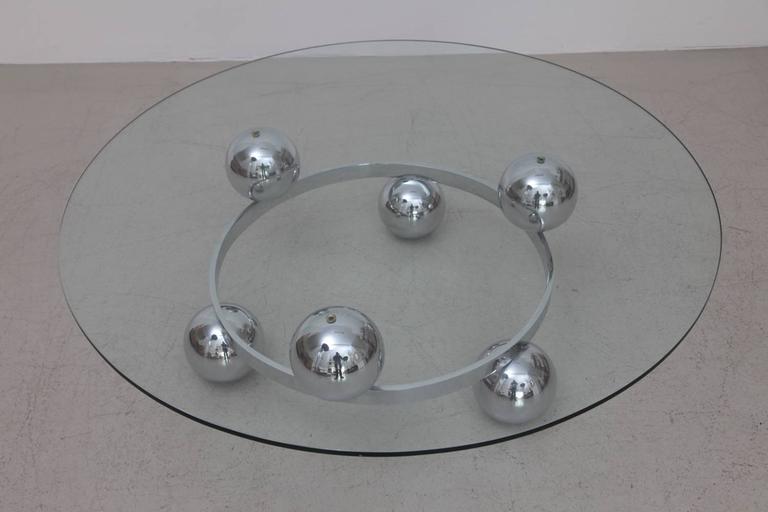 Round Chrome Sputnik Atomic Coffee Table With Glass Top At 1stdibs Wonderful Sputnik Coffee Table With Six Chrome On One Tier Excellent Condition