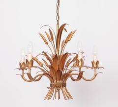 Huge Chanel Style Florentine Chandelier Brass with Gold-Finish, Italy, 1970s