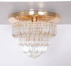 Huge Venini Asta Quadrilobo Flush Mount in Brass and Glass, Italy, 1960s