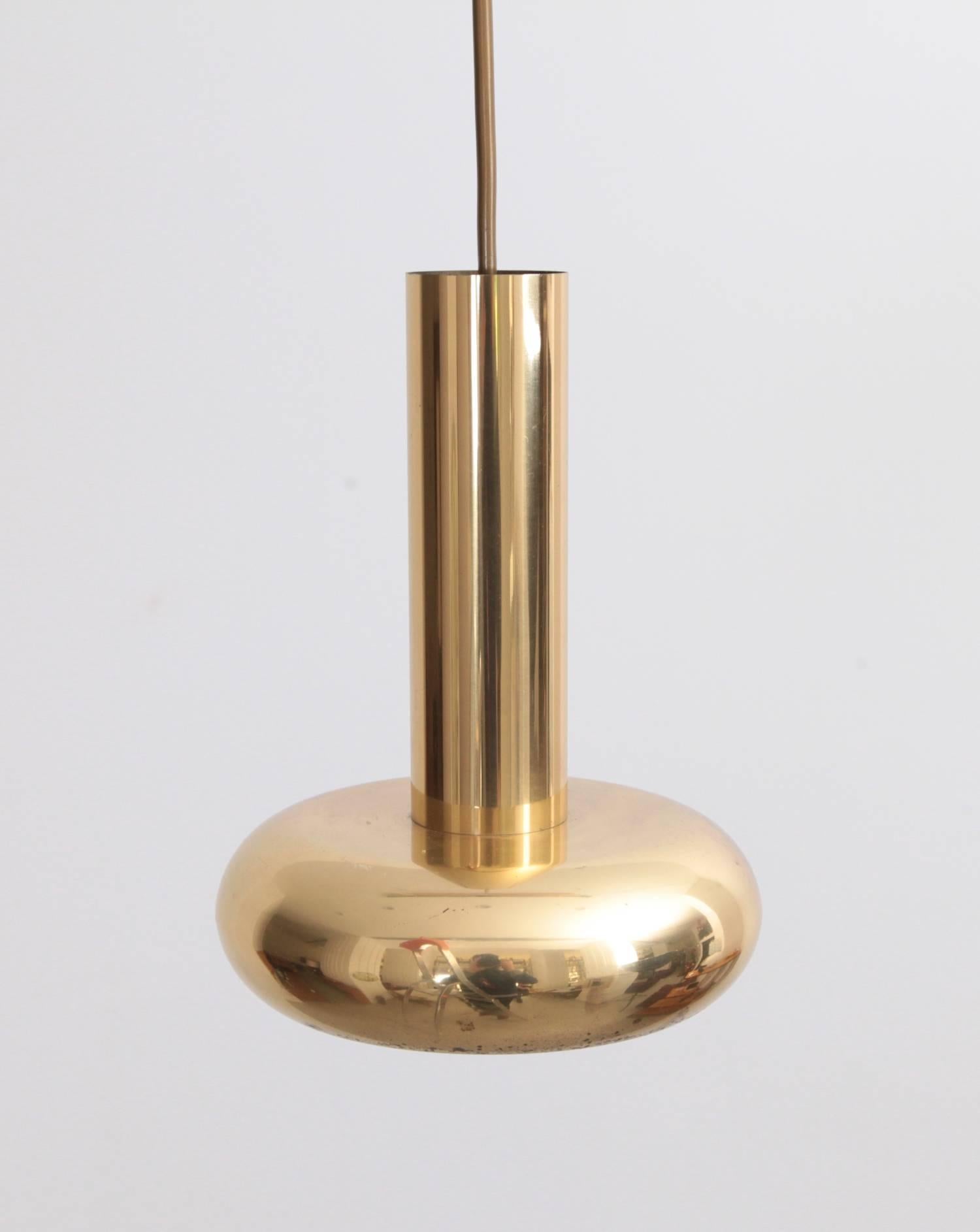 Mid-Century Modern One Danish Modern Brass Pendant Lamps with Authentic Patina