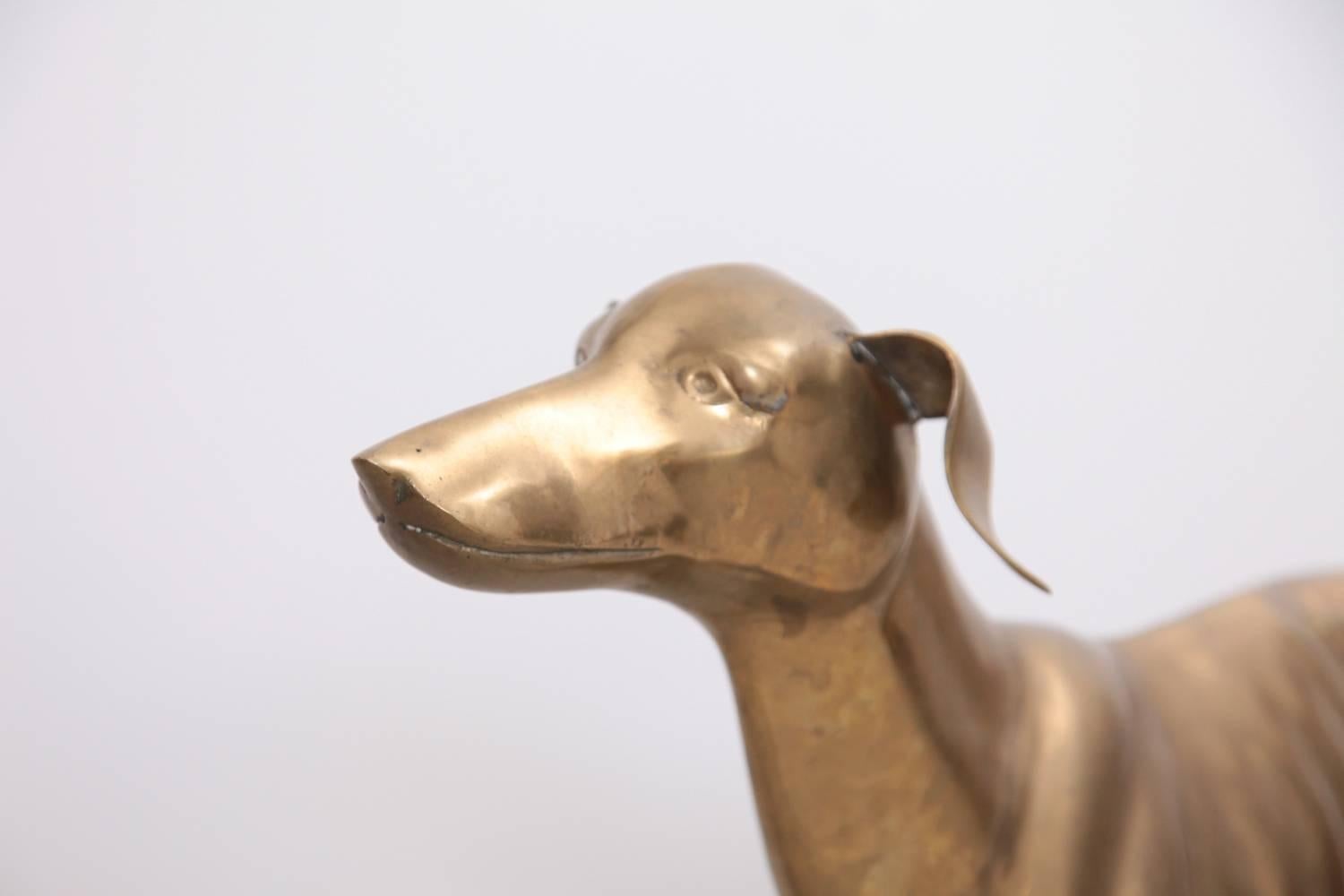 Hollywood Regency Extraordinary Huge Brass Dog or Greyhound, 1960s