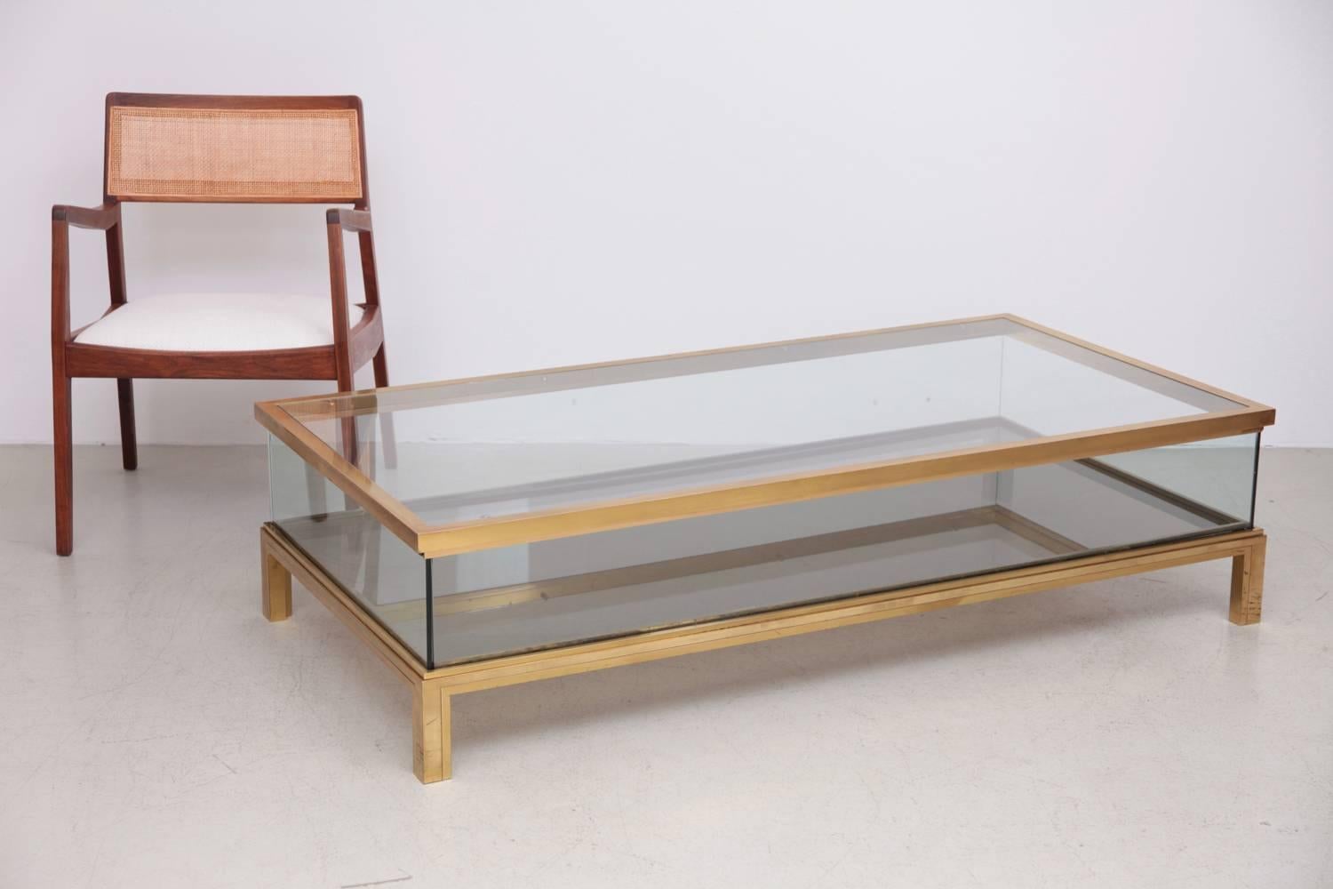 Spectacular Huge Brass Sliding Top Coffee Table by Maison Jansen In Good Condition In Berlin, BE