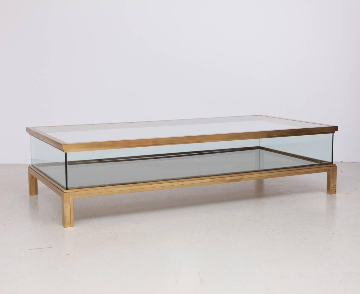 Hollywood Regency Spectacular Huge Brass Sliding Top Coffee Table by Maison Jansen
