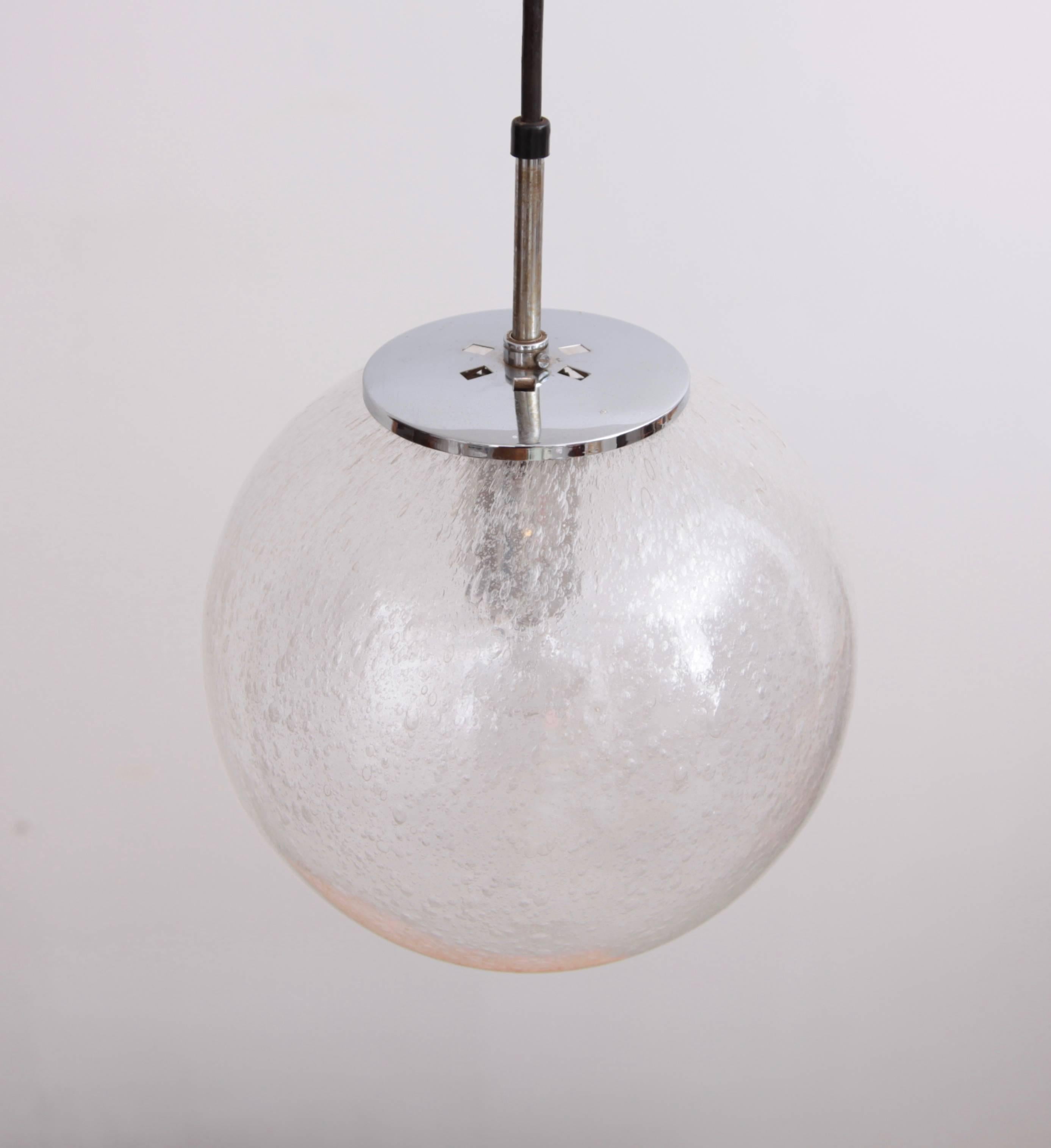 Mid-Century Modern One of 20 Globe Pendant Lamps by Glashütte Limburg For Sale
