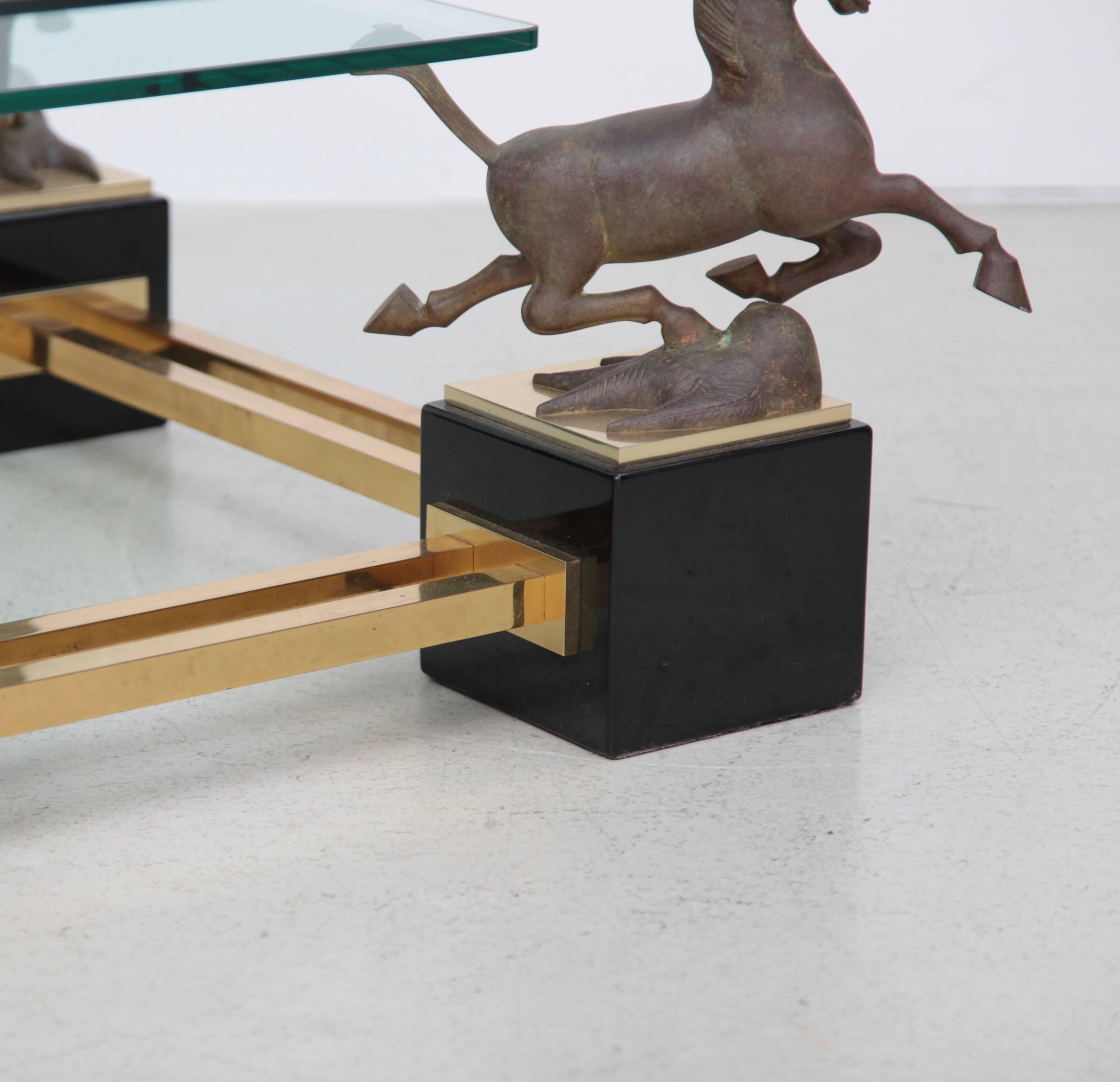 Huge Sculptural Coffee Table Flying Chinese Horses by Maison Charles In Good Condition In Berlin, BE