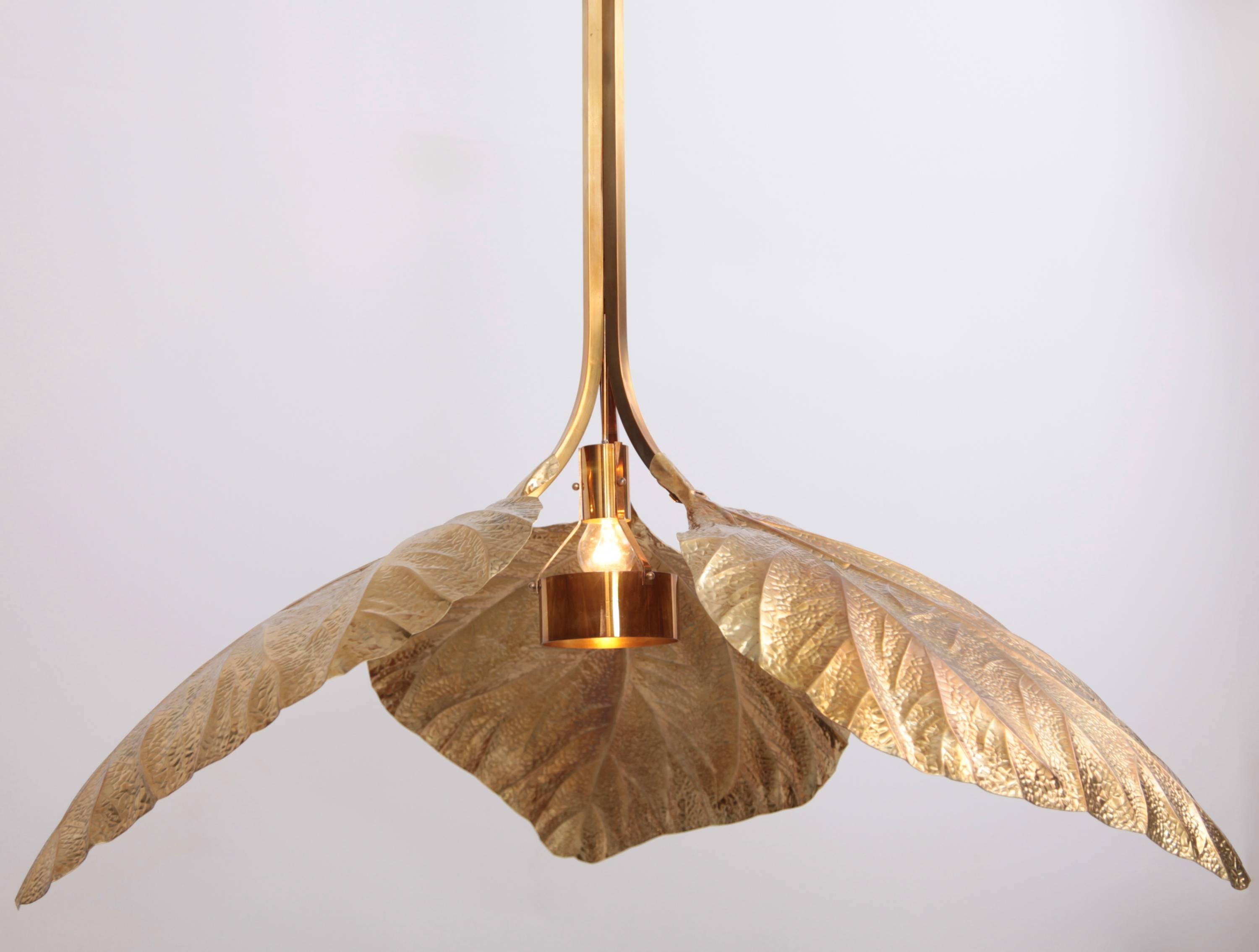brass leaf pendant light