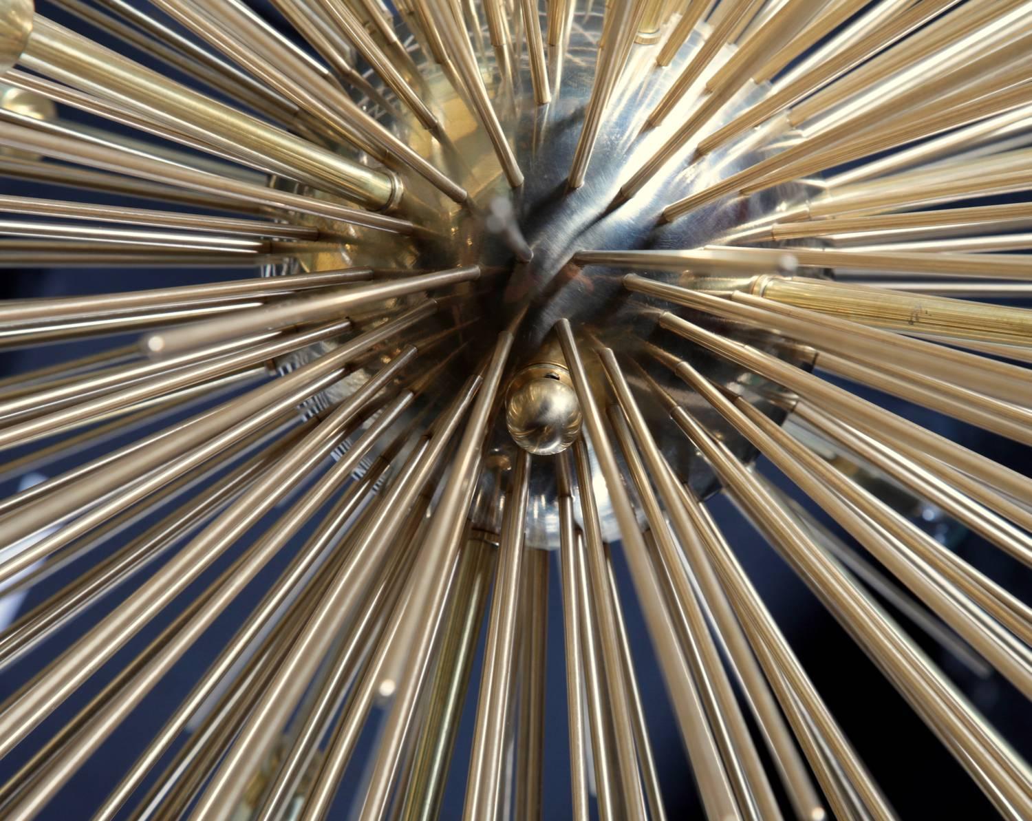 Italian Monumental Brass Sputnik or Urchin Chandelier