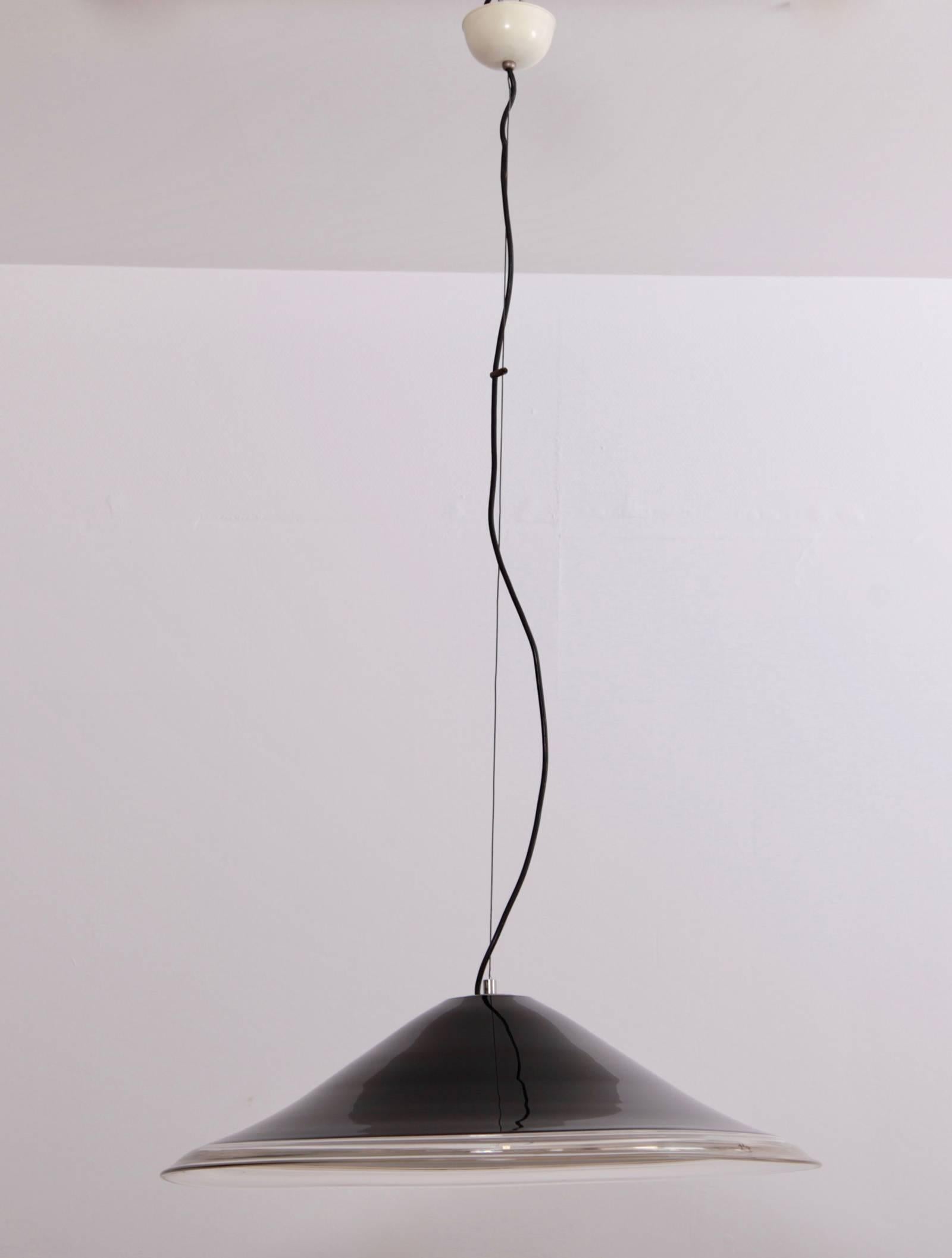 Mid-Century Modern Huge Melania Pendant Lamp by Renato Toso for Leucos in Murano Black and White