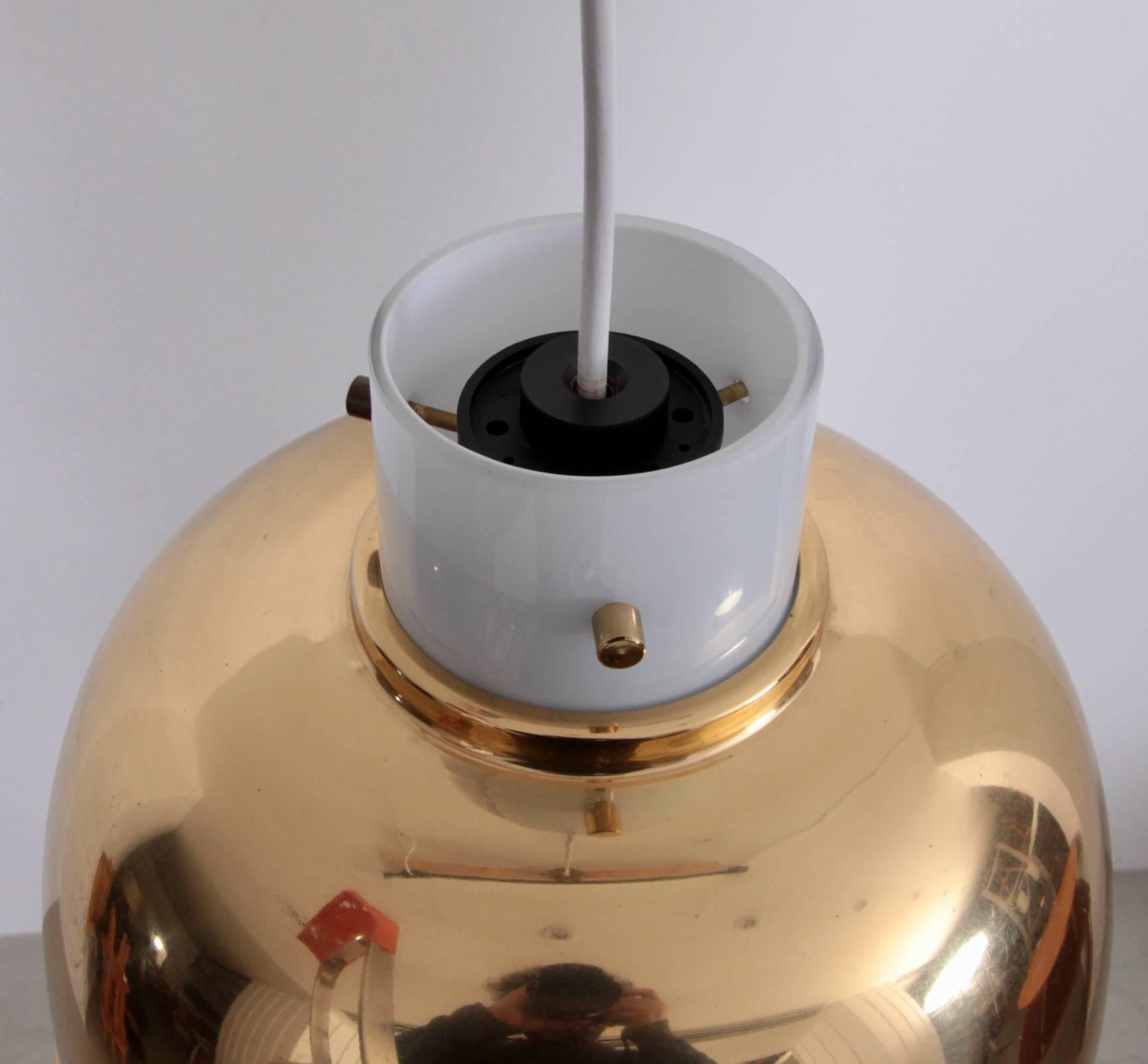 Pair of Brass and Glass Pendant Lamp by Glashütte Limburg 1