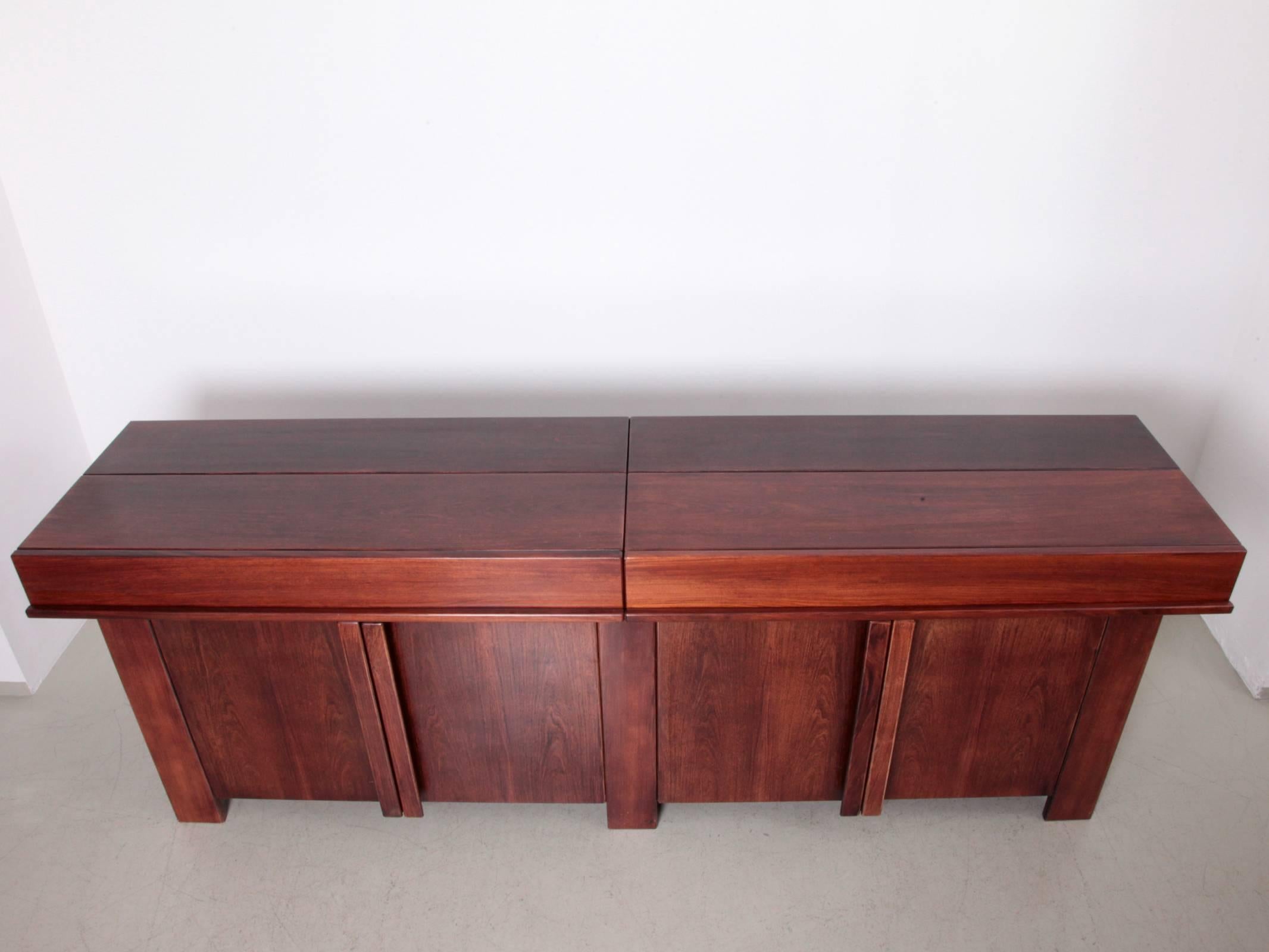 Heavy huge high quality credenza with flip-top and four doors. The piece is made in two pieces. Fully restored condition!

