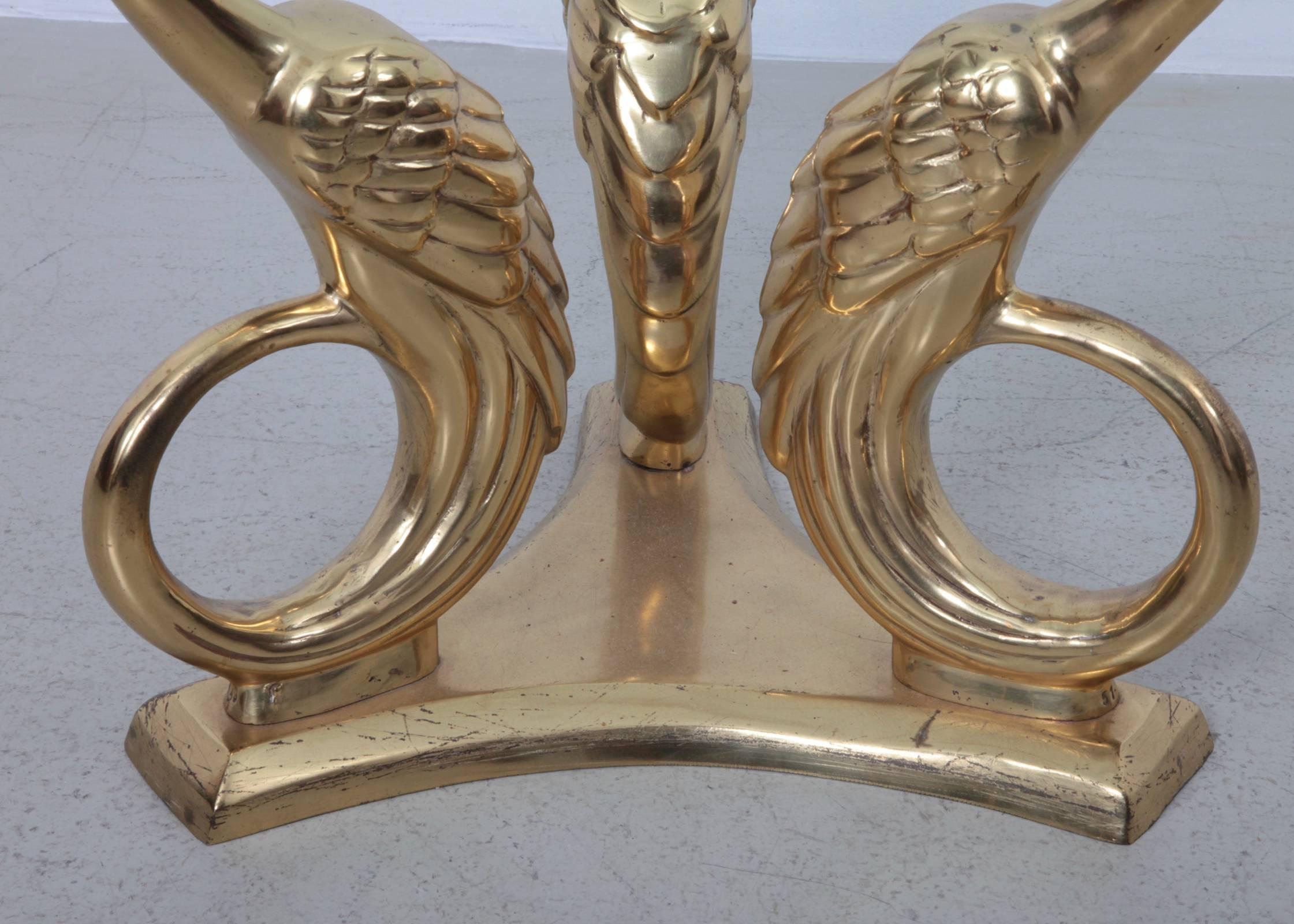 Brass Coffee or Side Table with Peacocks (Französisch)